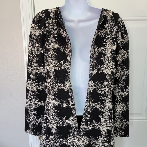 Club Monaco Black White Knit Kaisie Dress Long Sleeve Back Zip Lined Size 6 - Picture 6 of 12